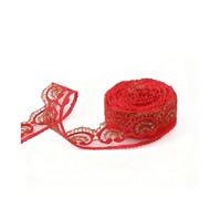 Waltonalice 2 Rolle 20 M Spitzenband Spitze Bänder mit Glitzer-Akzent Stickerei spitzenbordüre Spitzenband Rollen für DIY-Kleidung Dekoration Scrapbooking & Handwerksprojekte Gold-Rot