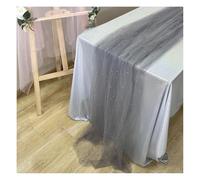 Waltonalice Camino de mesa de tul de 75 x 180 cm con perlas, camino de mesa de organza transparente, decoración de mesa para Navidad, boda, fiesta de bebé, fiesta de cumpleaños, gris