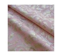 Waltonalice Tela de satén, por metros, tela para coser, 3D, hoja de ginkgo, jacquard, vintage, brillante, jacquard, diseño de flores, color rosa, 200 x 150 cm