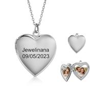 Wamantic Regalos de Festa della mamma Navidad - Collares Personalizados con Foto con Medallón de Corazón Collar con Nombre de Flor de nacimiento Regalos para Mujeres, Niñas, Mamá, Hija (Text-plata)