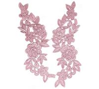 Wambere 1 par de apliques de encaje bordado de flores, apliques de encaje de flores, apliques de cuello, apliques para manualidades, recorte, costura, bordados, accesorios para vestido de ropa