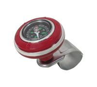 Wambere 1 pomo universal para volante, con brújula para coche, botón de control, bola de potencia, ayuda para la dirección, botón giratorio para coche, camión, carretilla elevadora, tractor, rojo