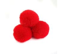 Wambere 20 pompones de 4 cm de pelo sintético con lazo elástico para manualidades, decoración de Navidad, decoración de mesa, decoración de cumpleaños, accesorios de ropa, color rojo