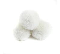 Wambere 20 pompones de pelo sintético de 5 cm con lazo elástico para manualidades, decoración de Navidad, decoración de mesa, decoración de cumpleaños, accesorios de ropa, color blanco