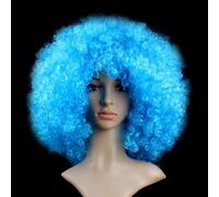 Wambere Peluca rizada afro, cabeza rizada colorida, peluca de payaso, peluca decorativa, peluca de payaso loco, para cosplay, disfraz de película, disfraz de Halloween, accesorios divertidos, azul