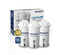 Wamery Reemplazo del Filtro de Agua 3-Pack. Se Adapta a jarras Brita. Purificador y Ionizador. Certificado NSF/ANSI. Reduce el Cloro y los Metales Duros del Agua.