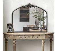 WAMIRRO Espejo arqueado, Espejo Barroco Tradicional Vintage Adornado, Espejo de latón Antiguo para Entrada, Chimenea, Sala de Estar, Pasillo, baño, 30 x 36 Pulgadas, Color Negro
