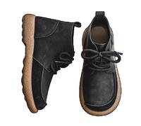 WAMIZEU Botas de nieve cálidas de invierno con parte superior de cuero, puntera redonda, color sólido, cómodas, sin cordones, plantilla de franela forrada de pana, viajes al aire libre y vacaciones