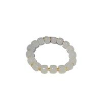 WAMIZEU Hetian - Pulsera de jade con campanilla de oración y paz, pulsera de la suerte Feng Shui de jade natural, joyería china hecha a mano para madre, talla única, Metal, No es una piedra preciosa