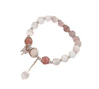 WAMIZEU Hetian - Pulsera de jade con campanilla de oración y paz, pulsera de la suerte Feng Shui de jade natural, joyería china hecha a mano para madre, talla única, Metal, No es una piedra preciosa