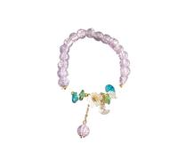 WAMIZEU Hetian - Pulsera de jade con campanilla de oración y paz, pulsera de la suerte Feng Shui de jade natural, joyería china hecha a mano para madre, talla única, Metal, No es una piedra preciosa