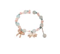 WAMIZEU Hetian - Pulsera de jade con campanilla de oración y paz, pulsera de la suerte Feng Shui de jade natural, joyería china hecha a mano para madre, talla única, Metal, No es una piedra preciosa