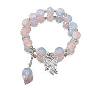 WAMIZEU Hetian - Pulsera de jade con campanilla de oración y paz, pulsera de la suerte Feng Shui de jade natural, joyería china hecha a mano para madre, talla única, Metal, No es una piedra preciosa