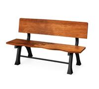 WAMJ AQDY Banco Jardin Exterior 150 cm, Banco Exterior Jardin con Respaldo Inclinado a 105 Grados, Marcos Laterales de Aluminio Fundido, Aspecto Madera