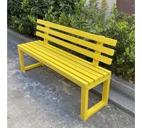 WAMJ AQDY Banco Jardín Exterior de Acero Galvanizado, Banco de Terraza con Respaldo Ergonómico, Exterior Robusto para Parque Balcón, Fácil Montaje(Yellow,100cm/39in)