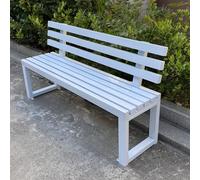 WAMJ AQDY Banco Jardín Exterior de Acero Galvanizado, Banco de Terraza con Respaldo Ergonómico, Exterior Robusto para Parque Balcón, Fácil Montaje(White,120cm/47in)