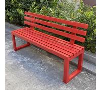WAMJ AQDY Banco Jardín Exterior de Acero Galvanizado, Banco de Terraza con Respaldo Ergonómico, Exterior Robusto para Parque Balcón, Fácil Montaje(Red,120cm/47in)