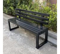 WAMJ AQDY Banco Jardín Exterior de Acero Galvanizado, Banco de Terraza con Respaldo Ergonómico, Exterior Robusto para Parque Balcón, Fácil Montaje(Black,100cm/39in)
