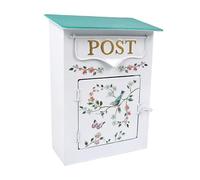 WAMJ AQDY Buzon Exterior Vintage, Buzón Exterior, Estilo Antiguo con Encanto Nostálgico, Estampado de Flores y Pájaros, Blanco