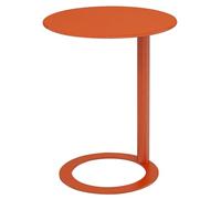 WAMJ AQDY Mesa Auxiliar Moderna de Metal en Forma de C, Mesa Auxiliar Redonda con Base en Forma de O, Capacidad de 6 kg, Fácil de Montar, para Sala, Dormitorio y Oficina(Orange,60x74cm)