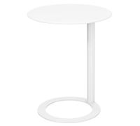 WAMJ AQDY Mesa Auxiliar Moderna de Metal en Forma de C, Mesa Auxiliar Redonda con Base en Forma de O, Capacidad de 6 kg, Fácil de Montar, para Sala, Dormitorio y Oficina(White,60x74cm)