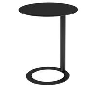 WAMJ AQDY Mesa Auxiliar Moderna de Metal en Forma de C, Mesa Auxiliar Redonda con Base en Forma de O, Capacidad de 6 kg, Fácil de Montar, para Sala, Dormitorio y Oficina(Black,48x69cm)