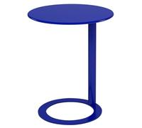 WAMJ AQDY Mesa Auxiliar Moderna de Metal en Forma de C, Mesa Auxiliar Redonda con Base en Forma de O, Capacidad de 6 kg, Fácil de Montar, para Sala, Dormitorio y Oficina(Blue,48x56cm)