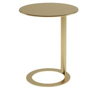 WAMJ AQDY Mesa Auxiliar Moderna de Metal en Forma de C, Mesa Auxiliar Redonda con Base en Forma de O, Capacidad de 6 kg, Fácil de Montar, para Sala, Dormitorio y Oficina(Gold,48x56cm)