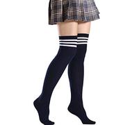 Wamvp Calcetines Altos Hasta la Rodilla de las Mujeres Largas Medias Deportivas Hold-up Muslo Medias con Rayas para Cosplay Desgaste Daily