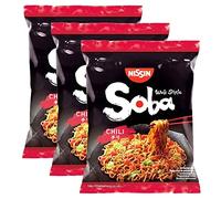 WaNaHong Nissin Soba - Fideos instantáneos fritos Yakisoba 109 g (9 porciones) - CHILLI