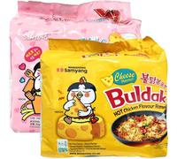 WaNaHong Samyang - Caja de fideos ramen de pollo picante (sabor carbonara, 5 paquetes y sabor a queso, 5 paquetes)
