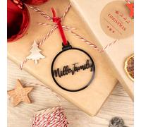 Wanapix | Adorno Navideño Personalizado con Nombre | Bola Árbol de Navidad de Metacrilato | Decoración Navideña Original | 8 cm | Negro