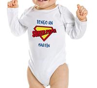 Wanapix | Body Bebe Personalizado | Regalo Día del Padre | Body Papa | Cierre con corchetes | 1 Mes - Manga Larga | Super Papá