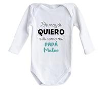 Wanapix | Body Bebe Personalizado | Regalo Día del Padre | Body Papa | Cierre con corchetes | 3 Meses -Manga Larga | Como Papá