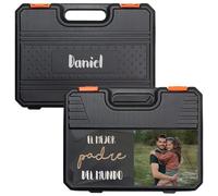 Wanapix | Caja de Herramientas Personalizado | Maletín Rígido cierre Seguro | Incluye 19 herramientas | Personaliza con Foto y nombre | El Mejor Padre