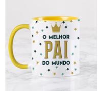 Wanapix | Caneca de cerâmica | Caneca de cerâmica Dia dos Pais | O presente perfeito para os pais | Cor Amarela | Chávena para bebidas quentes | 325 ml | O melhor pai do mundo