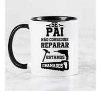 Wanapix | Caneca de cerâmica | Caneca de cerâmica Dia dos Pais | O presente perfeito para os pais | Cor Preto| Chávena para bebidas quentes | 325 ml | Se o pai não conseguir reparar, estamos tramados