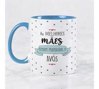 Wanapix | Caneca Dia da Mãe | 325 ml | Adequada para Máquina de Lavar Louça e Micro-ondas | Asa e Interior Pretos | As melhores mães acabam promovidas a avós