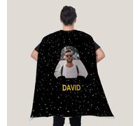 Wanapix | Capa de Superhéroe Personalizada para Adulto | Capa Reversible Personalizable por las 2 Caras | Disfraz Divertido para Adultos | Héroe Galaxia (Foto)