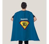 Wanapix | Capa de Superhéroe Personalizada para Adulto | Capa Reversible Personalizable por las 2 Caras | Disfraz Divertido para Adultos | Blue Super Hero (Nombre)