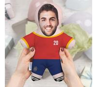 Wanapix | Cojín Muñeco Pequeño Personalizado con Foto | Fútbol Mundial 2026 | Mini Yo con Equipación Blanca y tu Cara | Mini Muñeco Blandito España
