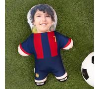 Wanapix | Cojín Muñeco Personalizado con Foto | Fútbol | Barcelona | Mini Yo con Equipación Blaugrana y tu Cara | Mini Muñeco Blandito para Fans Culés de Barcelona