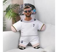 Wanapix | Cojín Muñeco Personalizado con Foto | Fútbol | Madrid | Mini Yo con Equipación Blanca y tu Cara | Mini Muñeco Blandito para Fans Merengues de Madrid