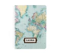 Wanapix | Cuaderno A5 Personalizado | Incluye 100 Hojas Lisas de 80 gr | Portada 250 gr personalizada con Foto, Logos, Texto o Diseños | Espiral Transparente | Mapa