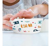 Wanapix | Cuenco para Niños Personalizado | Tazón Desayuno con Nombre | Bol de Plástico Irrompible | Cuenco de Cereales | Sin BPA | Vajilla Infantil | Apto para Lavavajillas | 300ml | Piratas