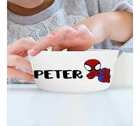 Wanapix | Cuenco para Niños Personalizado | Tazón Desayuno con Nombre | Bol de Plástico Irrompible | Cuenco de Cereales | Sin BPA | Vajilla Infantil | Apto para Lavavajillas | 300ml | Spider Hero