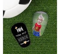 Wanapix | Espinilleras de Fútbol Personalizadas Mini | con Foto, Nombre, Número y Texto | Protección Integral | 8 x 10 cm | Héroe Papá