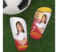 Wanapix | Espinilleras de Fútbol Personalizadas para Niños | Acabado Premium y Textura Hexagonal | con Foto, Nombre y Número | Protección Integral | España - Talla M