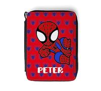 Wanapix | Estuche Escolar Maletín Personalizado con Nombre | Material Escolar Incluido | Estuche Lapices Niños | 2 Compartimentos | Colegio/Guardería | 16 x 21 x 3,3 cm | Spider Hero