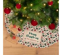 Wanapix | Falda para Árbol de Navidad Personalizada | Base de Árbol de Navidad Personalizada | Decoración Navidad | Cubierta Cubre Pie Alfombra Árbol de Navidad | 90 cm Ø | Feliz Navidad